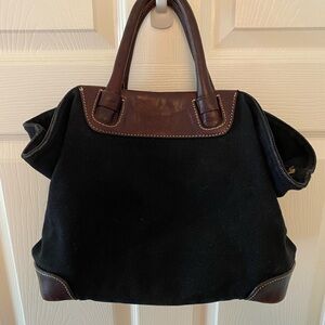 Levenger Black and Brown Tote Bag